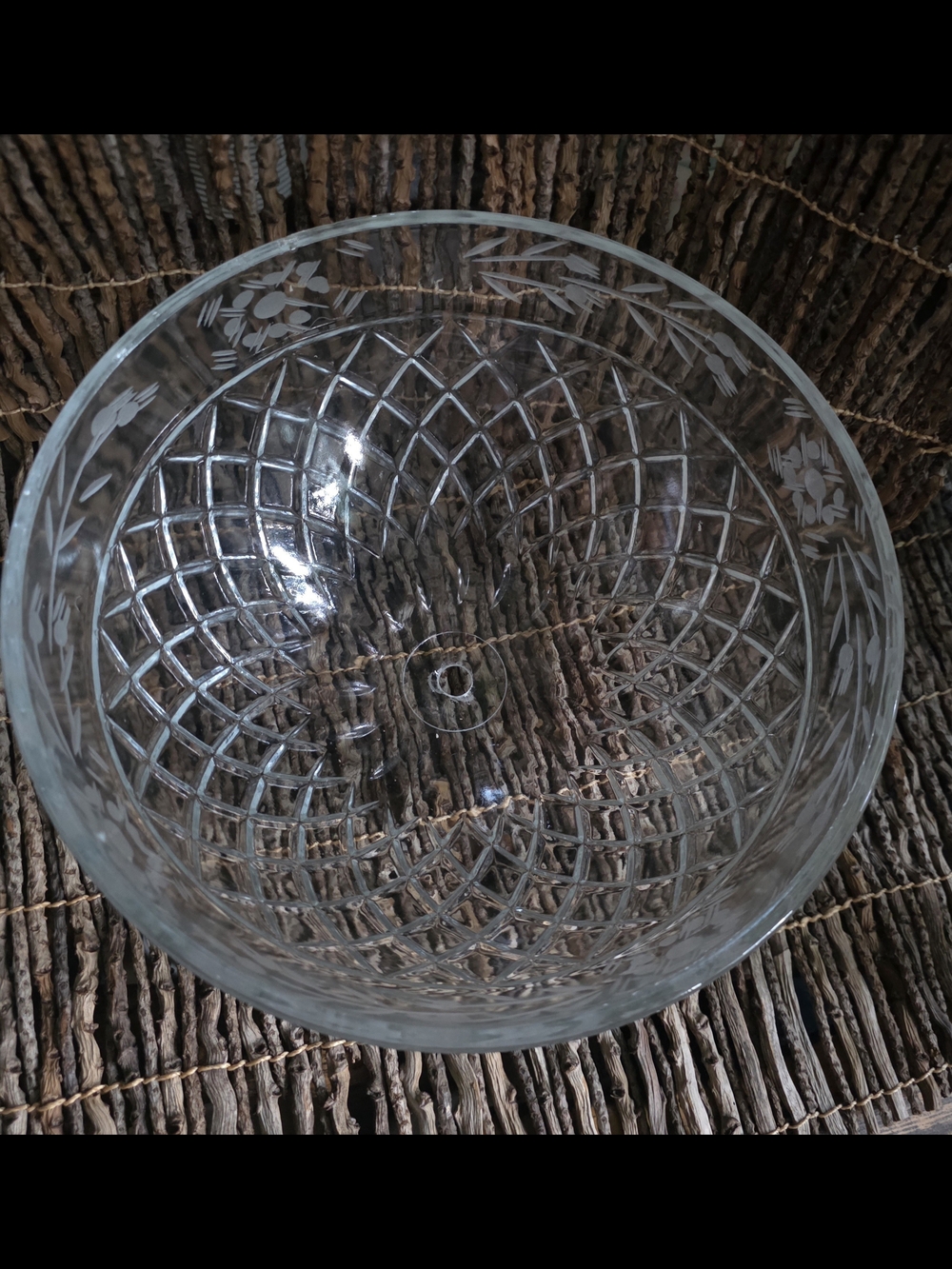 Vintage Etched Crystal Glass Flush Mount Ceiling Lamp Shade